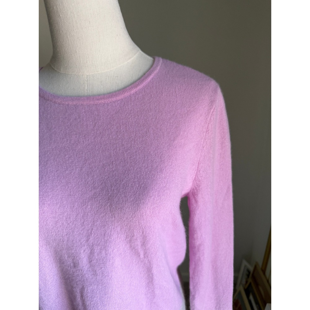 Lilly Pulitzer Rica Pink Grey Cashmere Colorblock Fringe Hem Sweater Small Lilac - Picture 2 of 8